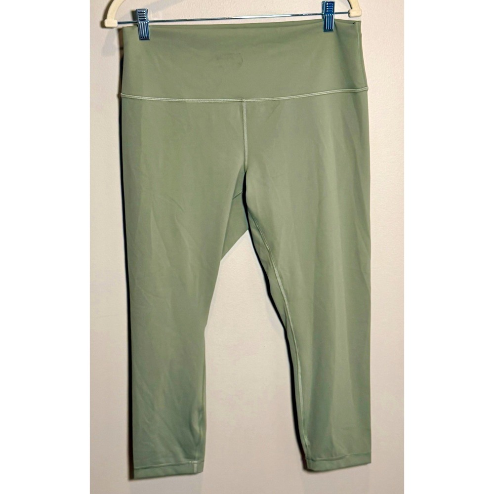 Lululemon Women’s Green Cropped Pull-On Yoga Leggings Size 14 Athleisure